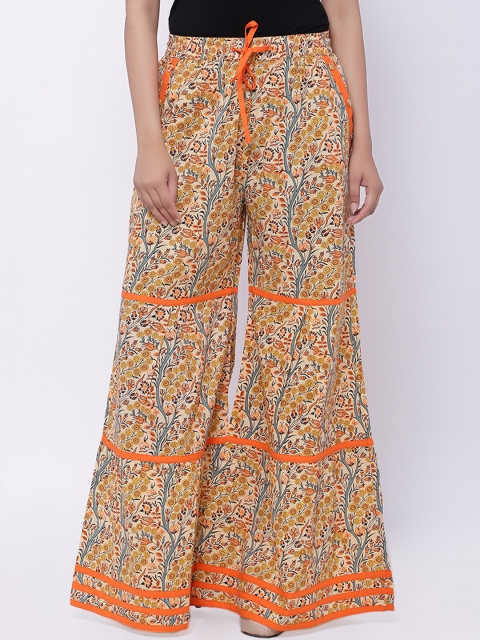 

SOUNDARYA Orange Printed Palazzos