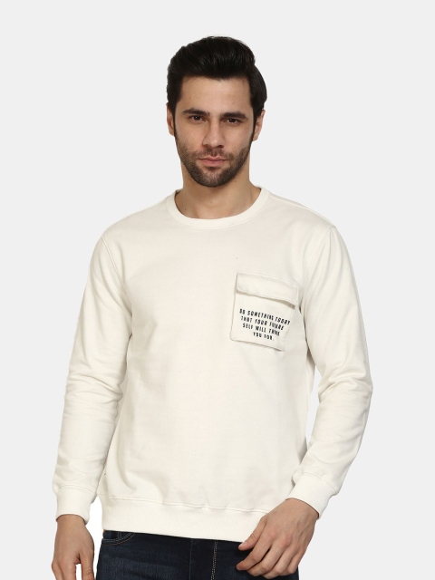 

PEPLOS Men Cream-Coloured Printed Sweatshirt