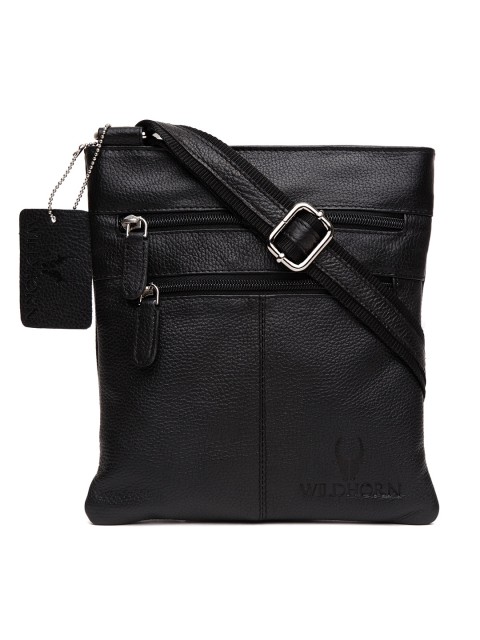

WildHorn Men Black Genuine Leather Messenger Bag