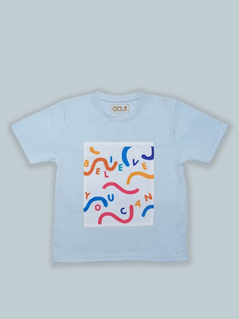 

GOJI Kids Blue Typography Printed T-shirt