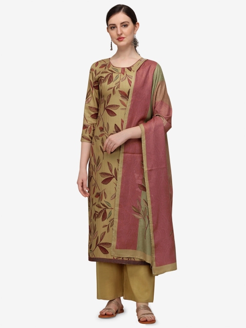 

Jansi Brown & Pink Printed Viscose Rayon Unstitched Dress Material