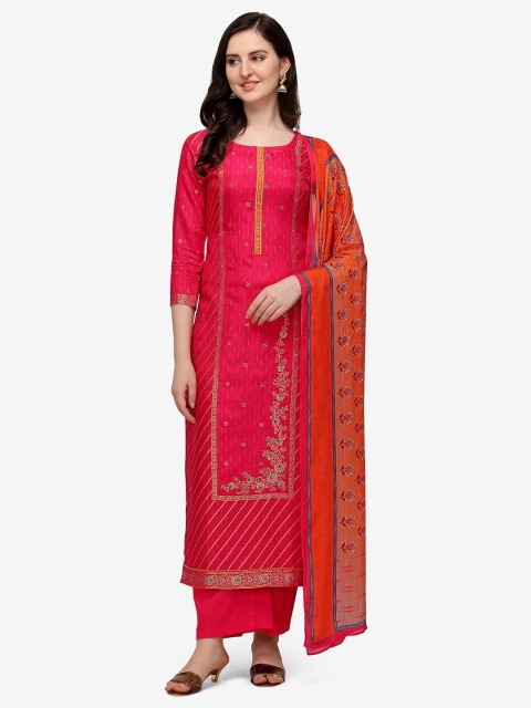 

Jansi Pink Embellished Unstitched Dress Material