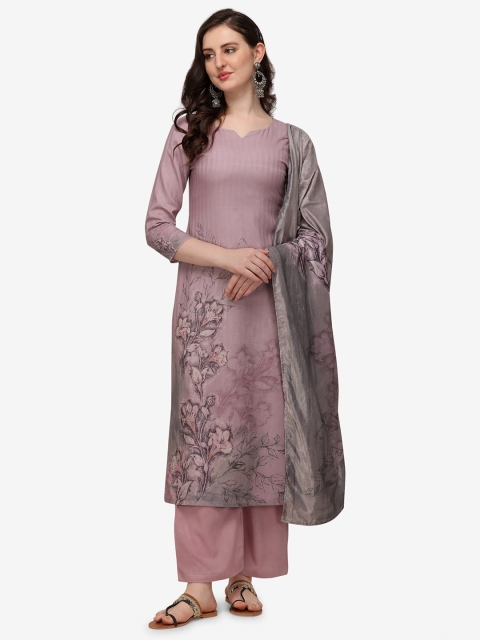 

Jansi Pink & Grey Printed Viscose Rayon Unstitched Dress Material