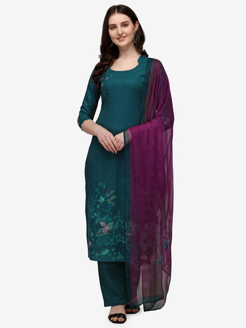 

Jansi Blue & Violet Printed Viscose Rayon Unstitched Dress Material