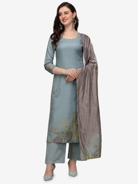 

Jansi Grey & Brown Printed Viscose Rayon Unstitched Dress Material