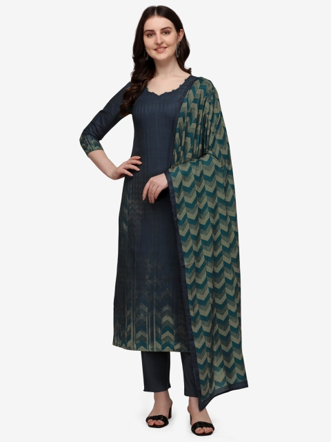 

Jansi Navy Blue & Grey Printed Viscose Rayon Unstitched Dress Material