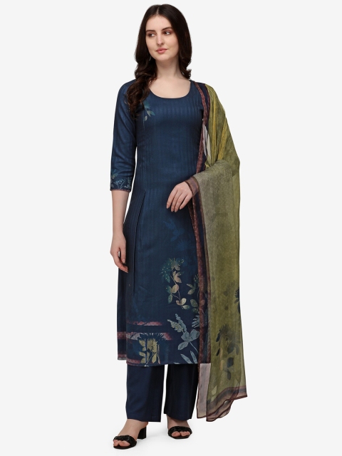

Jansi Blue & Green Printed Viscose Rayon Unstitched Dress Material