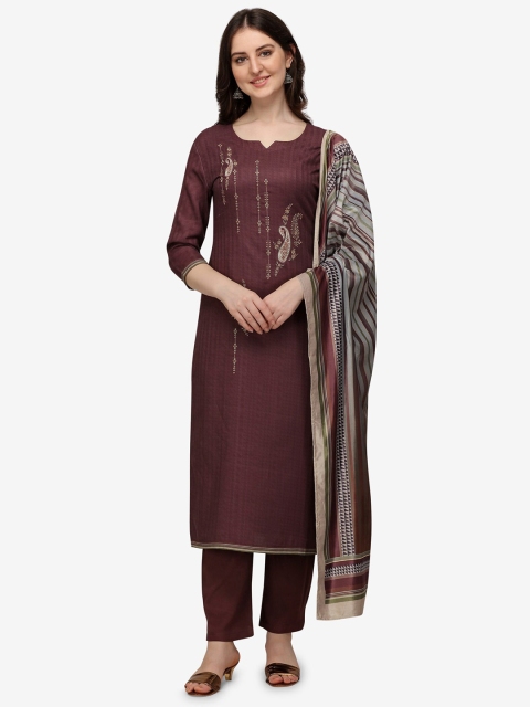 

Jansi Purple & Grey Embroidered Viscose Rayon Unstitched Dress Material