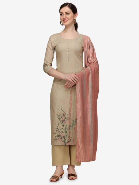 

Jansi Beige & Peach-Coloured Printed Viscose Rayon Unstitched Dress Material