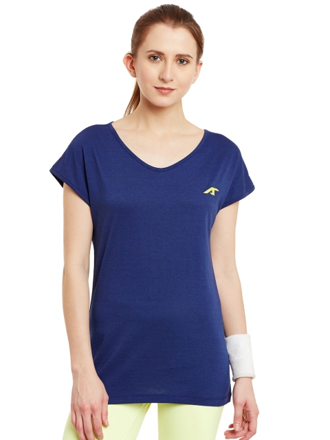 

Alcis Women Blue Core Response Solid V-Neck T-shirt