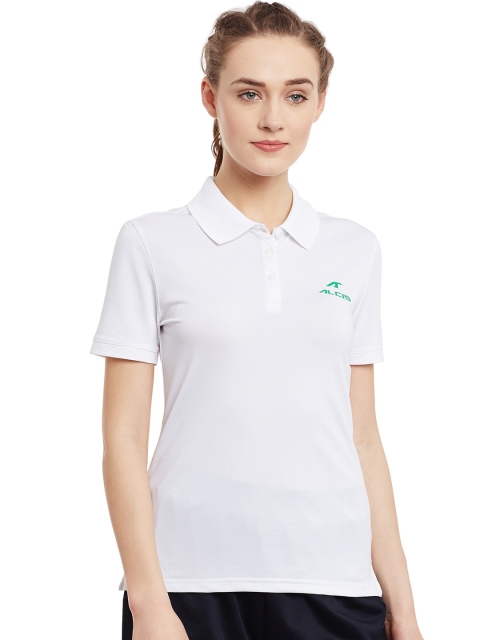 

Alcis Women White Solid Slim Polo Collar T-shirt