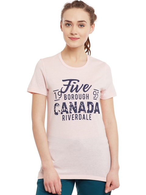 

Alcis Women Pink Core Sport Printed Slim Round Neck T-shirt