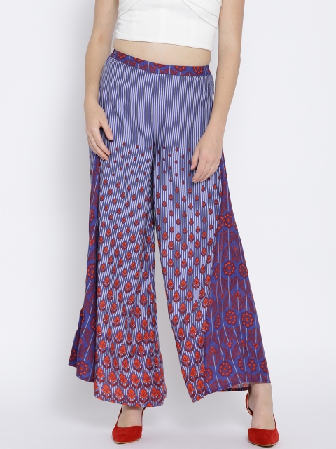 

Global Desi Blue Printed Palazzos