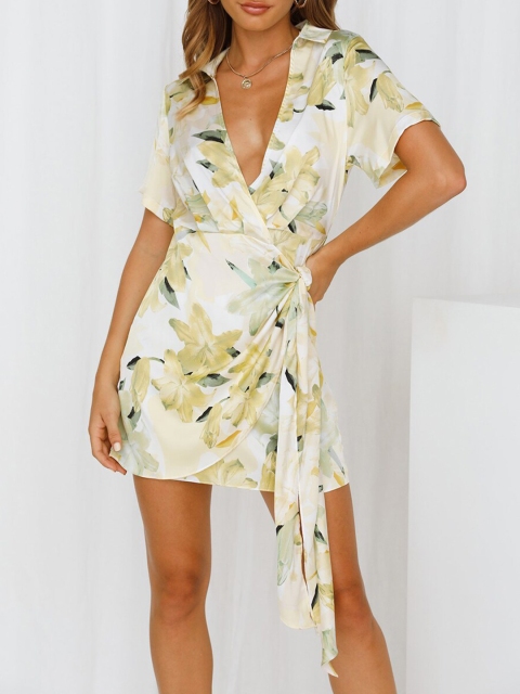 

URBANIC Green Floral Dress