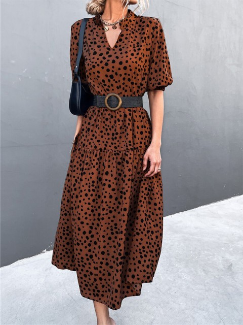 

URBANIC Brown Floral Midi Dress