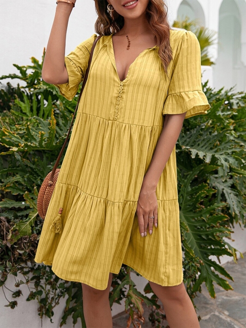 

URBANIC Yellow A-Line Dress