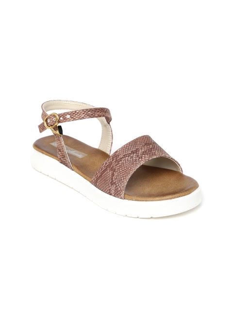 

Bruno Manetti Women Brown Snakeskin Textured Flatforms