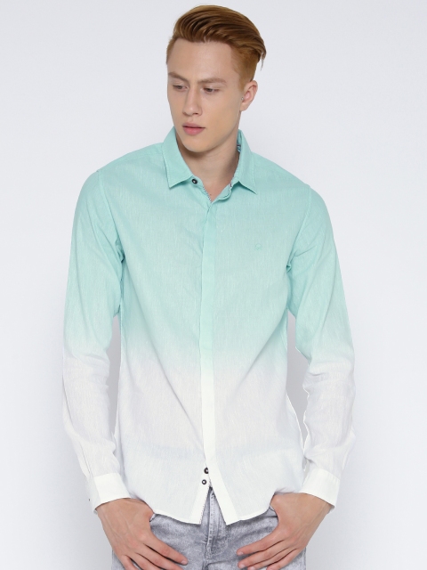 

United Colors of Benetton Men Blue & White Dyed Casual Shirt