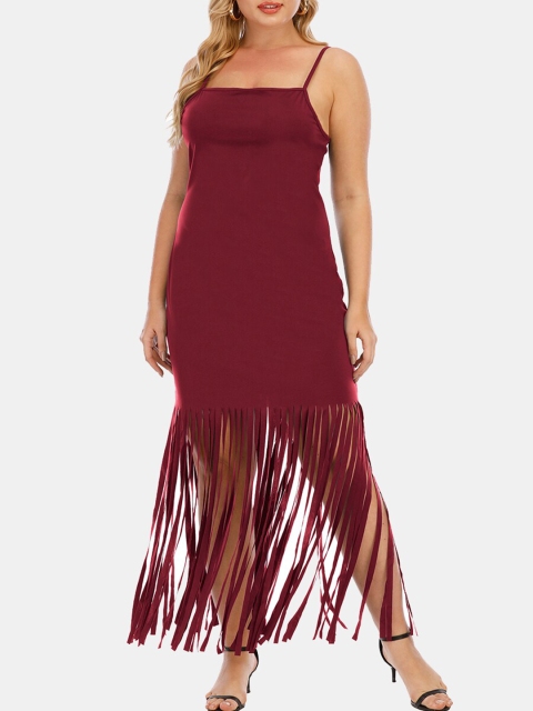 

URBANIC Burgundy Maxi Midi Dress