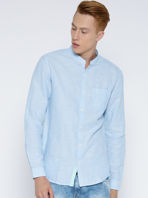 

United Colors of Benetton Men Blue Self-Design Casual Shirt