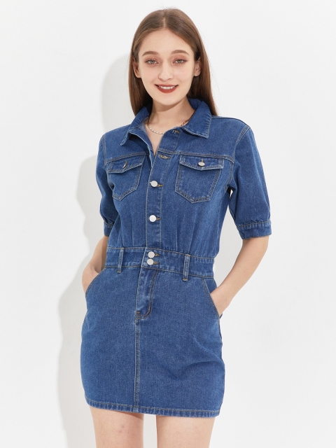 

URBANIC Blue Shirt Mini Dress