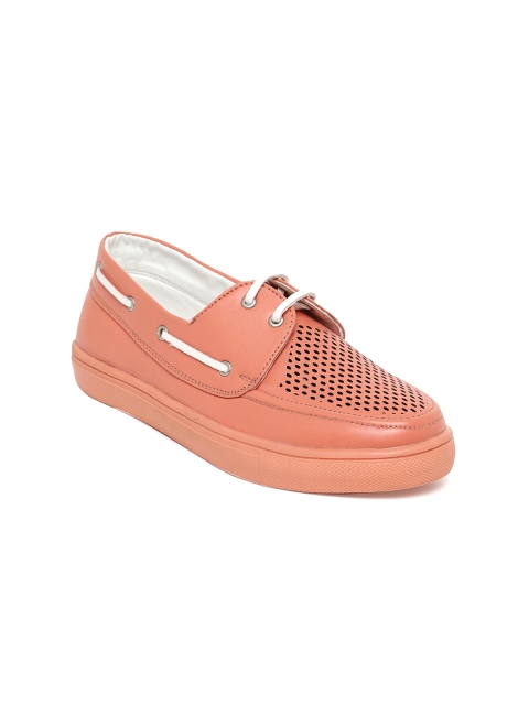 

Bruno Manetti Women Peach-Coloured Cut-Out Boat Shoes