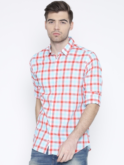 United Colors of Benetton Men Red Checked Casual Shirt