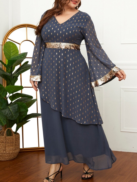 

URBANIC Navy Blue A-Line Maxi Dress