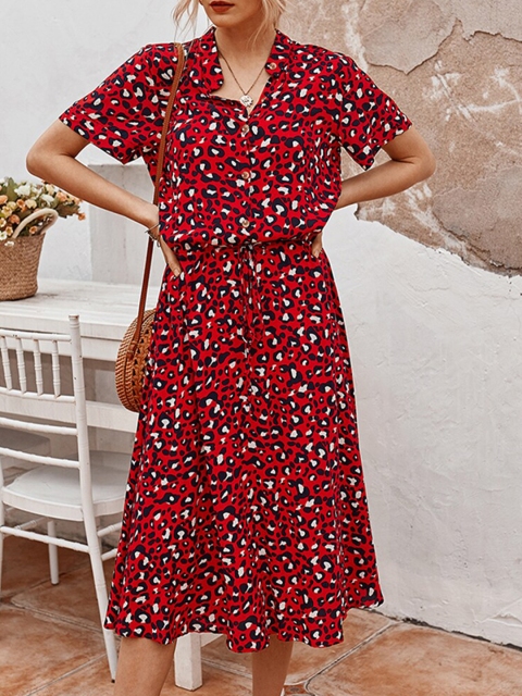 

URBANIC Red Floral Midi Dress