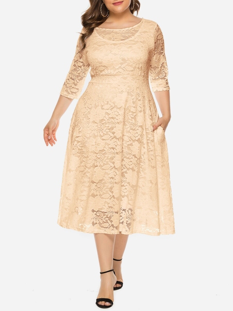 

URBANIC Beige Midi Dress