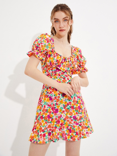 

URBANIC Multicoloured Floral Mini Dress, Multi