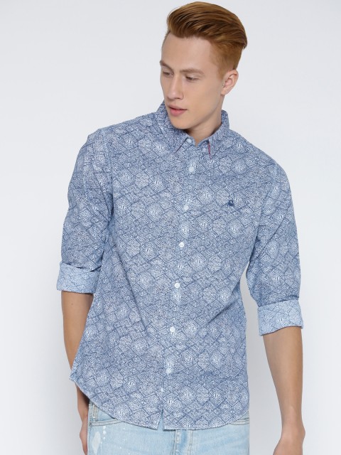 

United Colors of Benetton Men Blue Printed Casual Shirt