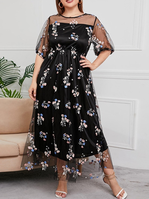 

URBANIC Black Floral Maxi Dress