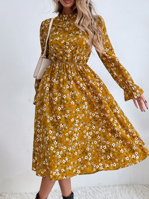 

URBANIC Beige Floral Dress