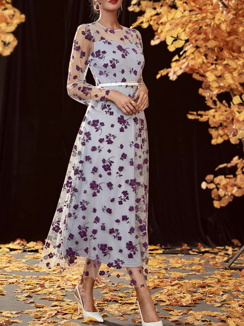 

URBANIC Blue Floral Midi Dress