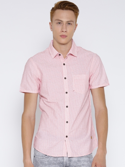 United Colors of Benetton Men Red & White Printed Casual Shirt