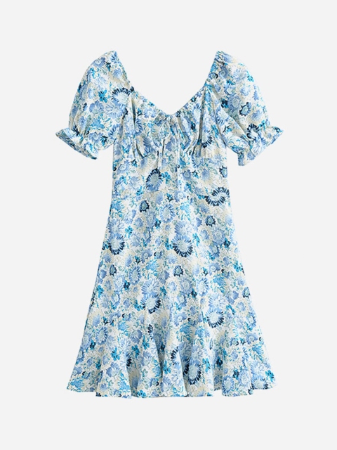 

URBANIC Blue Floral A-Line Dress
