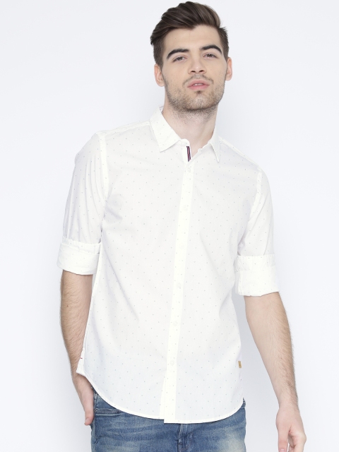 

United Colors of Benetton Men Off-White Printed Casual Shirt