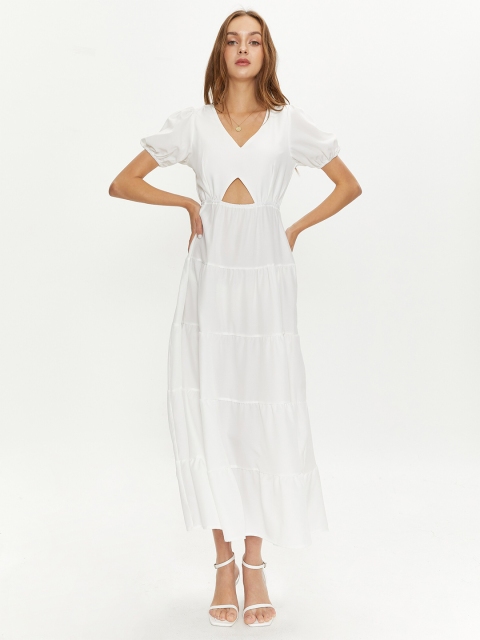 

URBANIC Women White Solid Maxi Dress