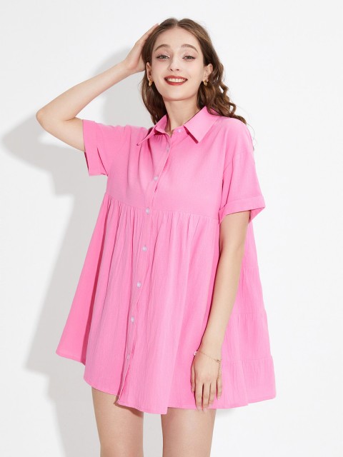 

URBANIC Red Shirt Mini Dress