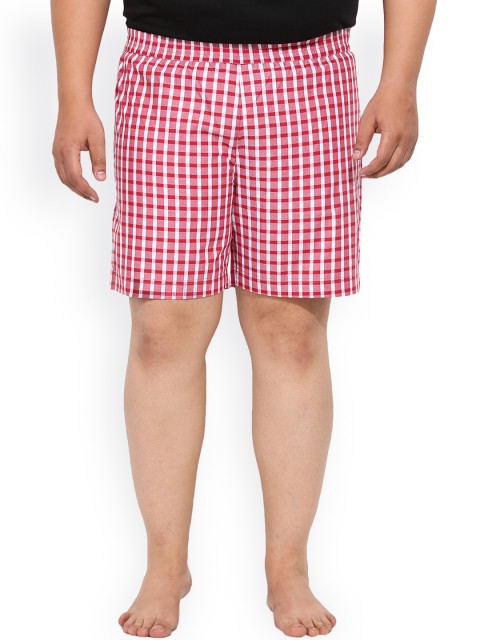 

John Pride Plus Size Pink White Checked Smart Fit Pure Cotton Boxers BBAPLJP28159