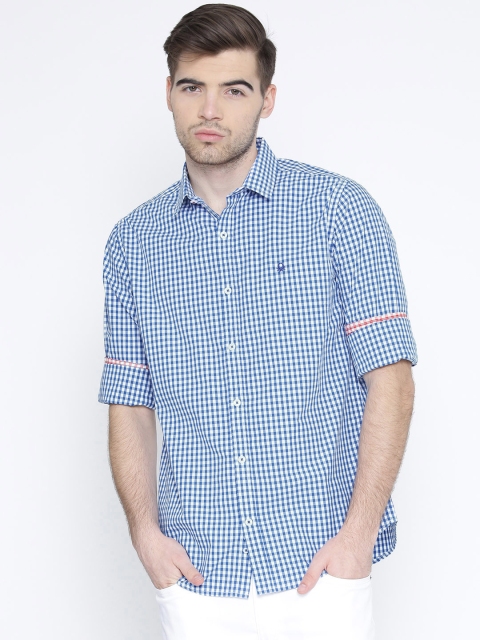 

United Colors of Benetton Men Blue & White Checked Casual Shirt