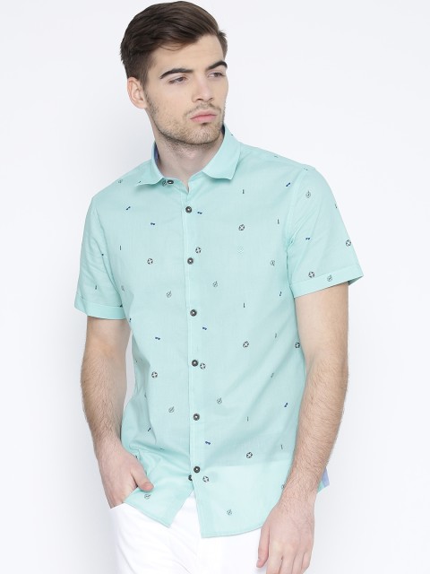

United Colors of Benetton Men Green Printed Casual Shirt