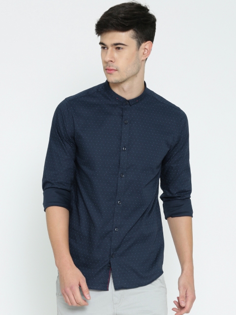 

United Colors of Benetton Men Navy Printed Casual Shirt, Navy blue