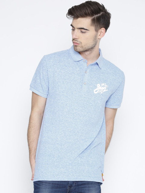 

United Colors of Benetton Men Blue Solid Polo Collar T-shirt