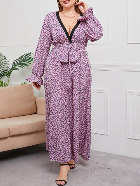 

URBANIC Purple Floral Maxi Dress