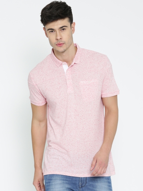 

United Colors of Benetton Men Pink Solid Polo T-shirt