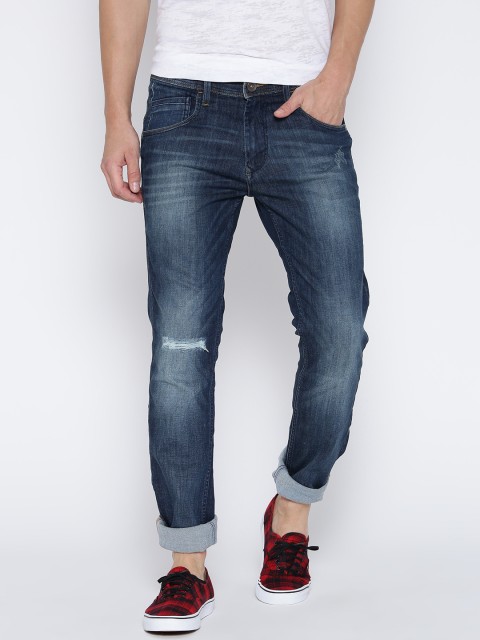 

United Colors of Benetton Men Blue Washed Slim Fit Stretchable Jeans