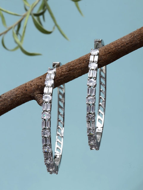 

KARATCART Silver-Toned Contemporary Hoop Earrings