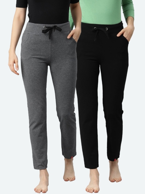 

NOT YET by us Women Pack Of 2 Solid Lounge Pants, Black